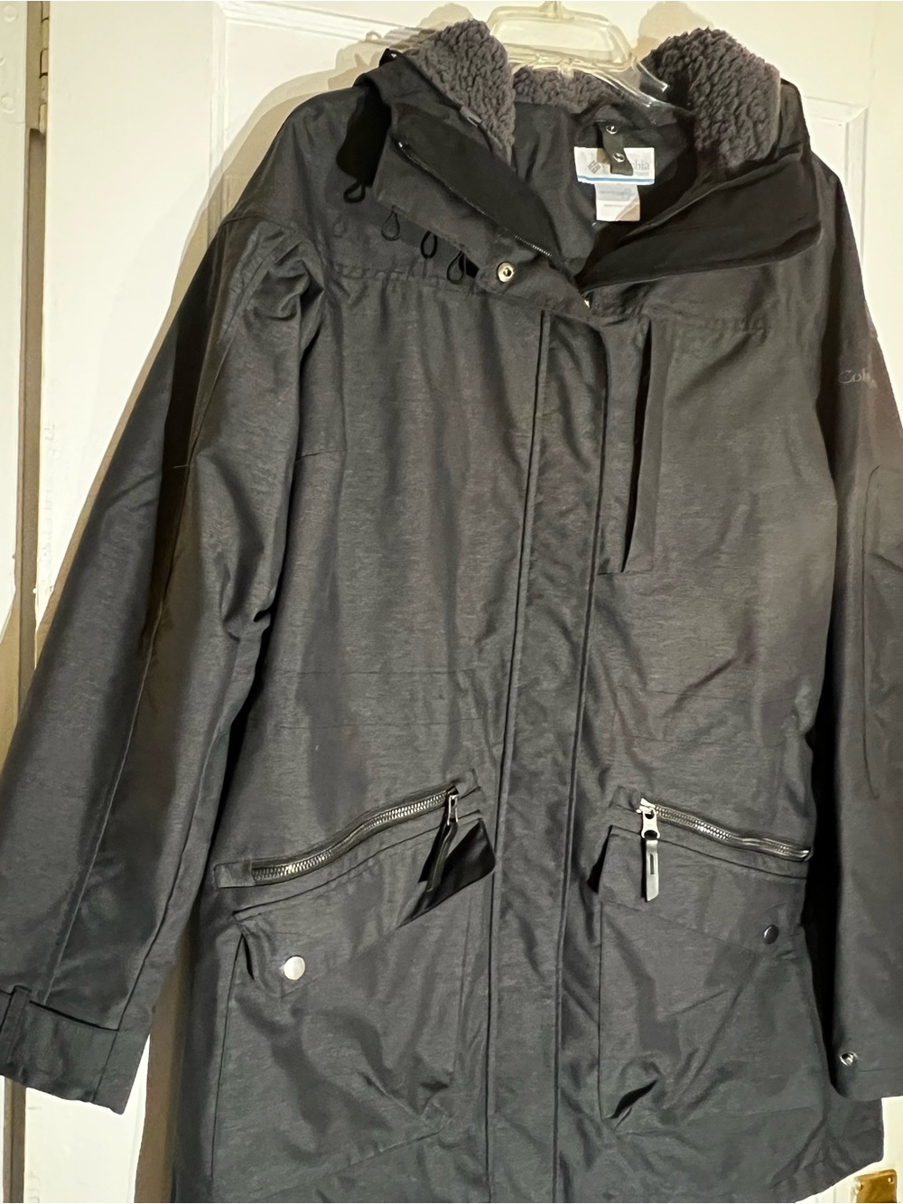 Columbia Black Women's Jacket with Sherpa-Lined Hood